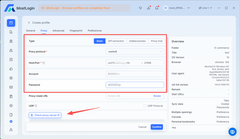 有代理短效动态ip在MostLogin指纹浏览器配置教程