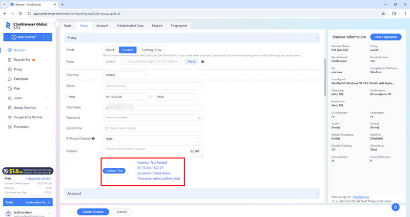 有代理短效动态ip在ClonBrowser浏览器配置教程